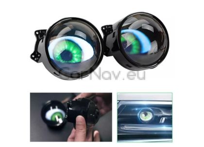 Комплект 3D LED фарове халогени дяволски очи Devil Eyes с лупи