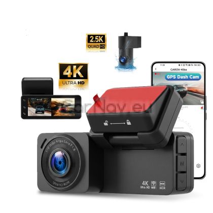 Двоен 4K Видеорегистратор за Кола с 3.16" Дисплей, WiFi, GPS, Нощно Виждане и Задна Камера