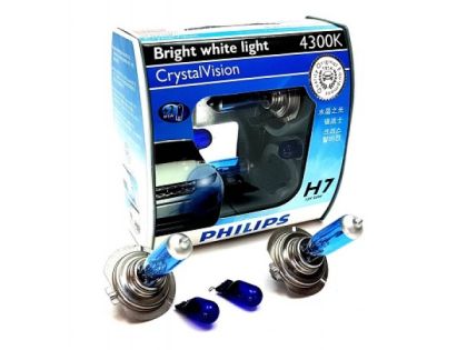 H7 Philips 55W 12V 4300K Crystal / Крушки Филипс кристал Х7 и В5В 4300К