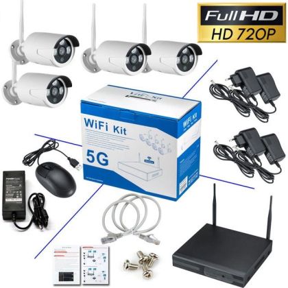 Комплект безжично WIFI видеонаблюдение 4 камери 5G WIFI KIT NVR Onvif