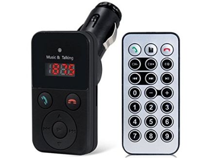 ИЗЧЕРПАН!Безжичен Bluetooth автомобилен комплект Handsfree FM предавател - черен