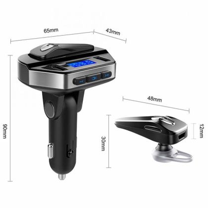 FM трансмитер V6, с handsfree слушалка, Bluetooth, USB
