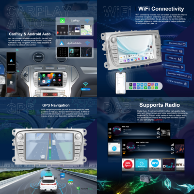 Мултимедия за Ford Focus / Mondeo / S-Max / C-Max (4GB RAM / 64GB ROM) Snapdragon, Wireless CarPlay, Android Auto, DSP