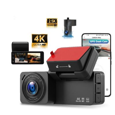 Двоен 4K Видеорегистратор за Кола с 3.16" Дисплей, WiFi, GPS, Нощно Виждане и Задна Камера