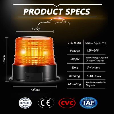 LED соларна сигнална лампа-маяк 12/24V