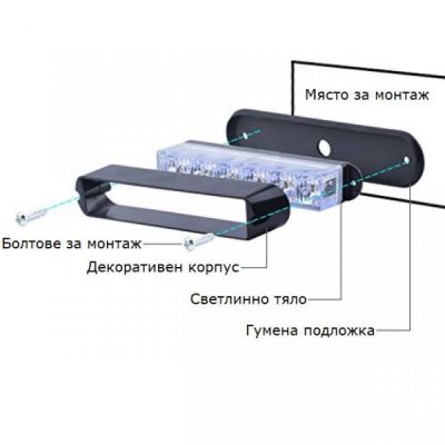 Аварийна сигнална LED лампа 12V  блиц