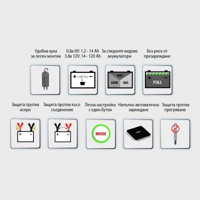 Зарядно За Акумулатор, BOSCH, C7, 12V / 24V, 3.5 / 7A