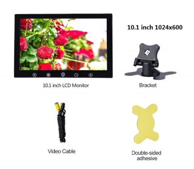 Монитор TFT LCD 10.1 инчов за връзка с камера за паркиране, DVD с 2 видео входа