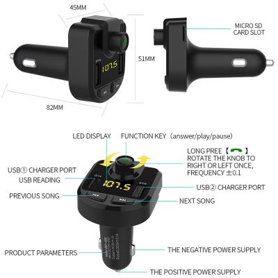 Автомобилен Bluetooth FM трансмитер с USB зарядно за GSM Bluetooth Car Kit BT36