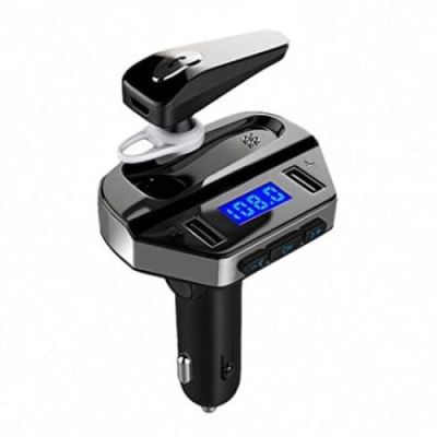 FM трансмитер V6, с handsfree слушалка, Bluetooth, USB