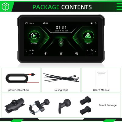6" Навигация за мотоциклет с Carplay Android Auto,Airplay BT, Type-C, SWC камера Водоустойчива 