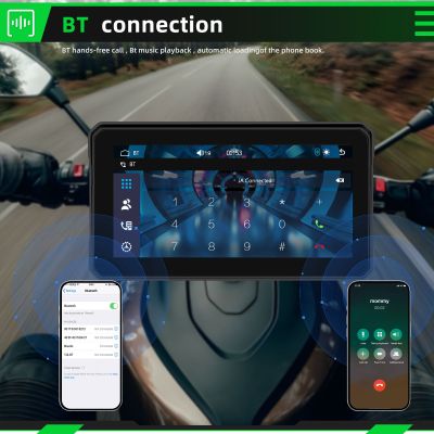 6" Навигация за мотоциклет с Carplay Android Auto,Airplay BT, Type-C, SWC камера Водоустойчива 