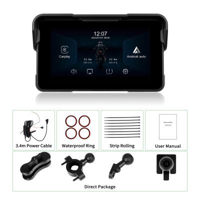 5" навигация за мотоциклет с безжичен Carplay/Android Auto BT IP68 водоустойчив