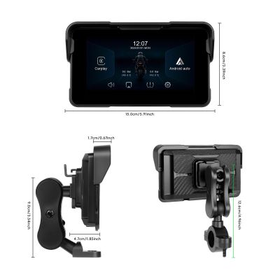 5" навигация за мотоциклет с безжичен Carplay/Android Auto BT IP68 водоустойчив
