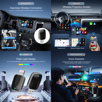 Car AI Box 2 в 1 Dongle USB безжичен Carplay / Android Auto адаптер