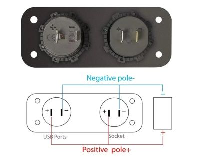 Универсален Панел за вграждане табло с 2бр USB зарядно 4.2А с 12V изход гнездо за запалка за кола каравана лодка и др